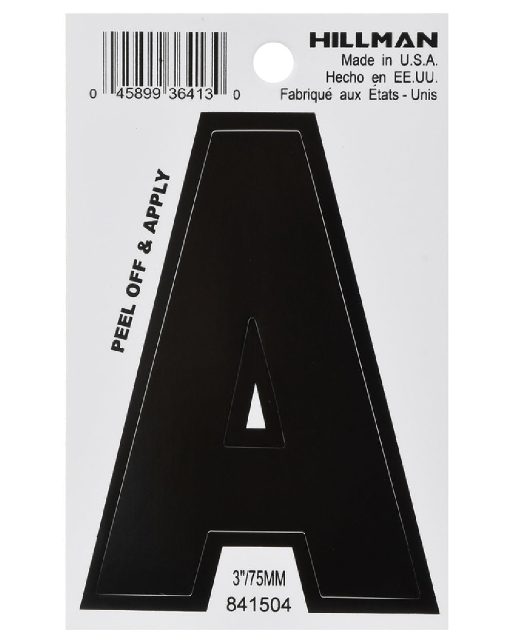Hillman Fasteners 841504 Vinyl Self-Adhesive Letter A, 3 Inch