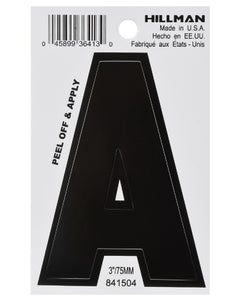 Hillman Fasteners 841504 Vinyl Self-Adhesive Letter A, 3 Inch