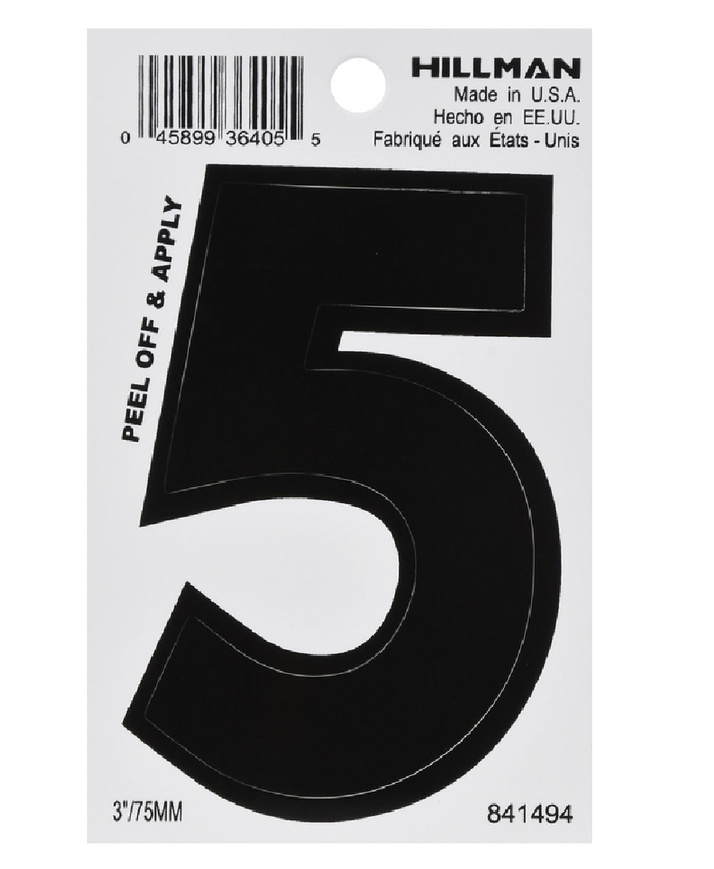 Hillman Fasteners 841494 Vinyl Self-Adhesive Number 5, Black