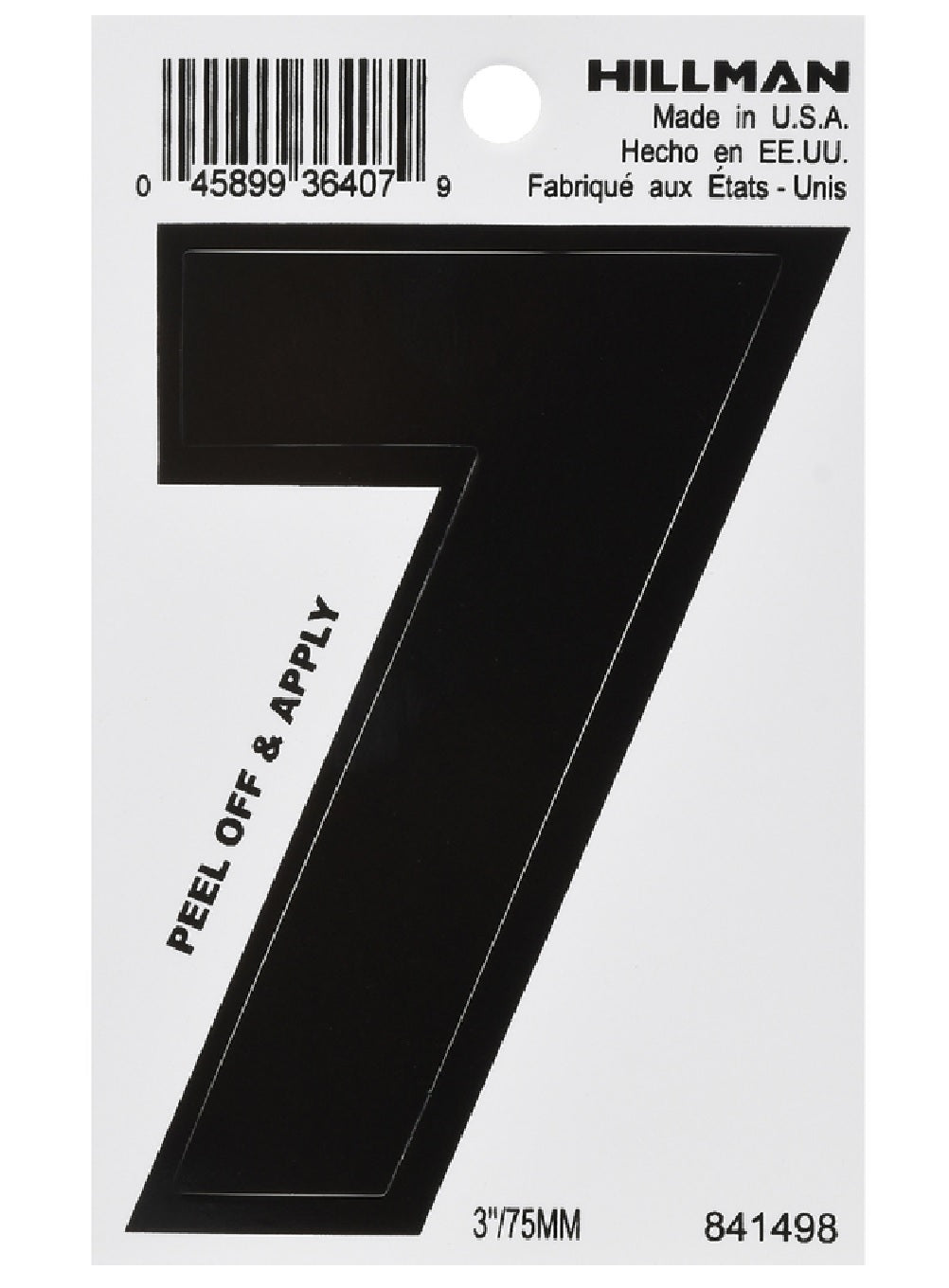 Hillman Fasteners 841498 Vinyl Self-Adhesive Number 7, Black