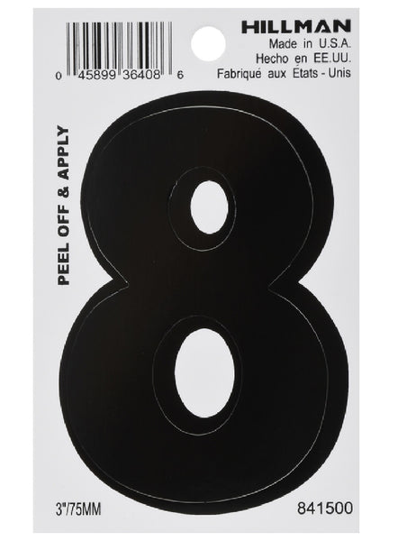 Hillman Fasteners 841500 Vinyl Self-Adhesive Number 8, Black