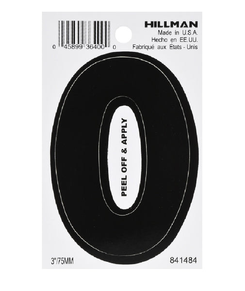 Hillman Fasteners 841484 Vinyl Self-Adhesive Number 0, Black