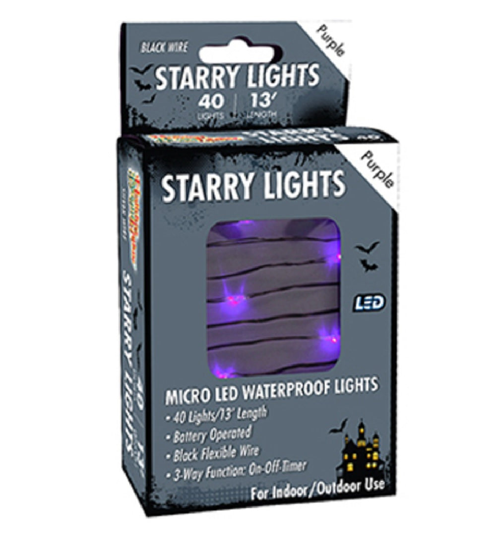 Holiday Bright Lights MIC-BLK-40-PL Halloween LED Micro Light Set, Purple