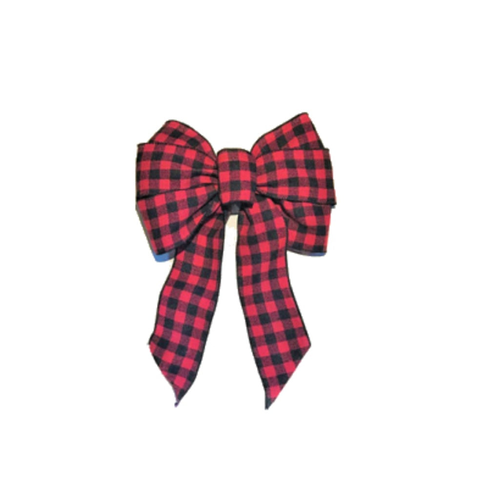 Holiday Trims 6212 Buffalo Plaid Deluxe Wired Christmas Bow