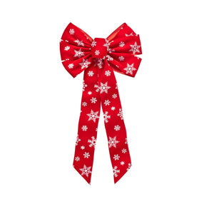 Holiday Trims 6083 7-Loop Snowflake Christmas Glitter Bow, Velvet