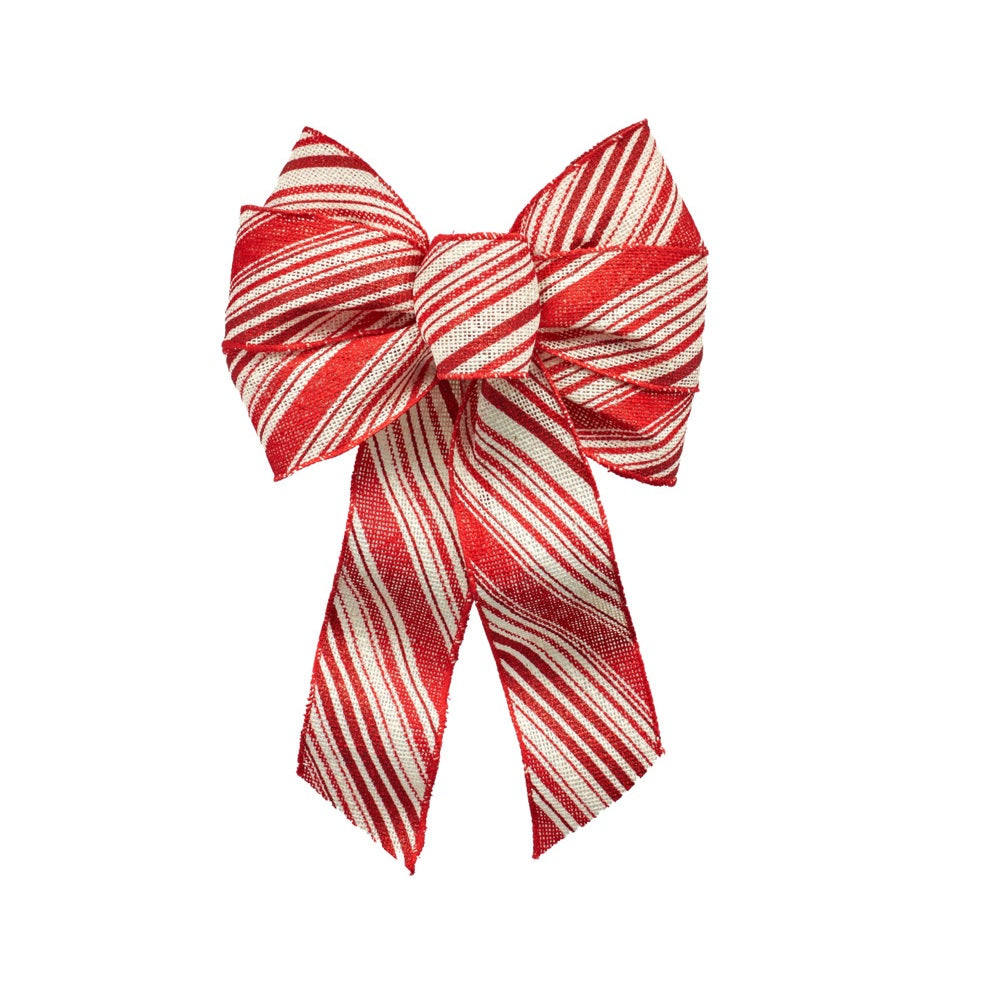 Holiday Trims 6151 Stripes Christmas Bow, 8.5 Inch X 14 Inch, Burlap
