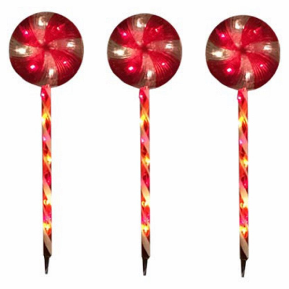 Holiday Wonderland 23118-88 LED 8 Function Peppermint Candy, 3 Piece