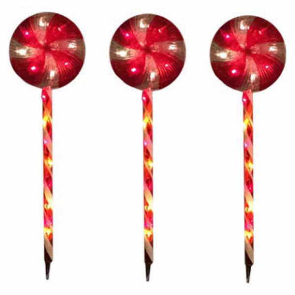 Holiday Wonderland 23118-88 LED 8 Function Peppermint Candy, 3 Piece