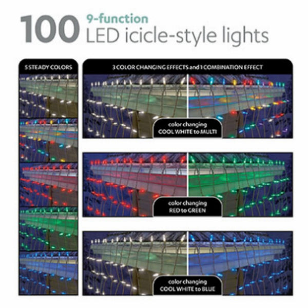 Holiday Wonderland 45193-88 RGB Icicle Light Set, 100 Light