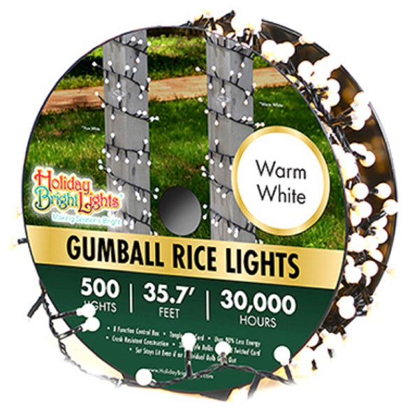 Holiday bright lights LED-GMBR500-GWW Gumball Rice Light Set, 500 Lights