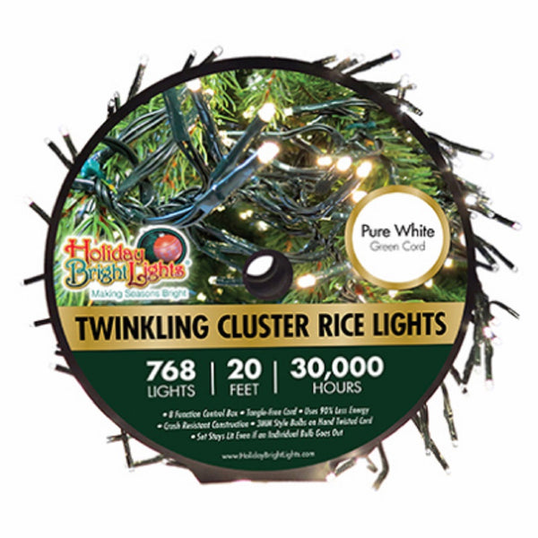 Holiday bright lights LED-3MCR768-GPW LED Cluster Rice Light Set, 768 Lights