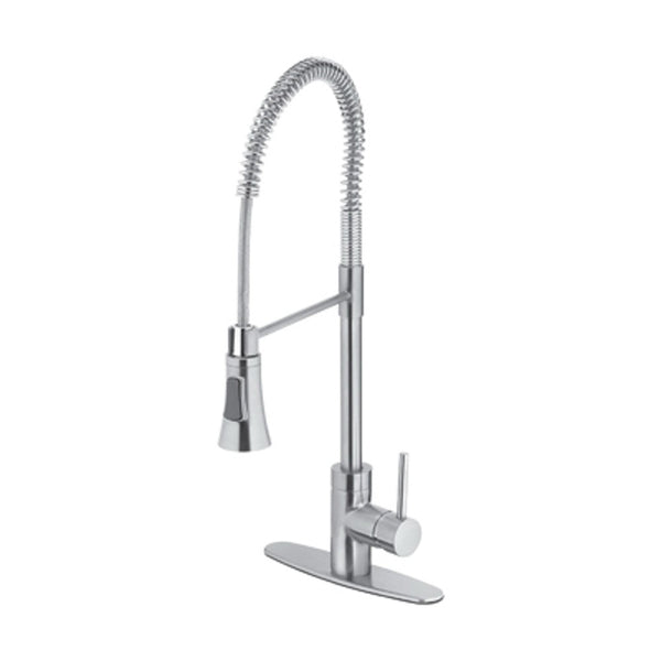 HomePointe 109730 Single Handle Industrial Kitchen Faucet, Brushed Nickel