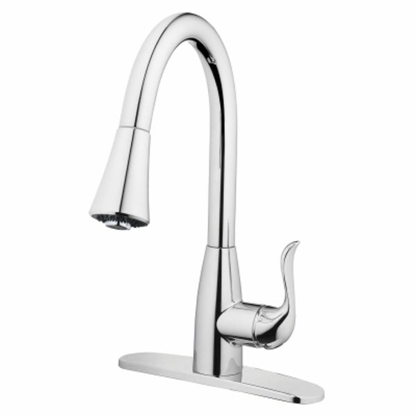 HomePointe 109728 Single Handle Pull-Down Spray Kitchen Faucet, Chrome