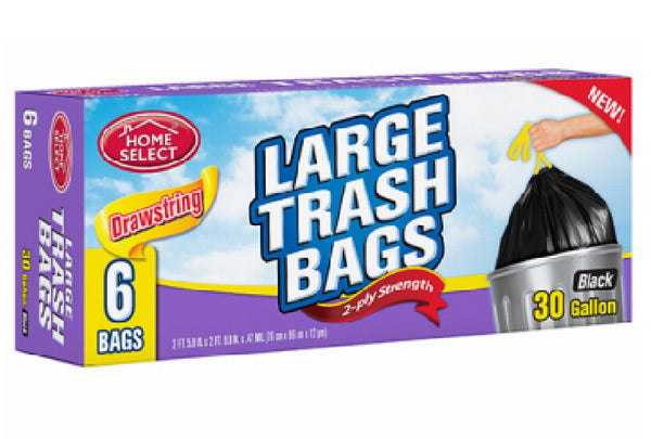 Home Select 10084-24 Drawstring Trash Bags, Black