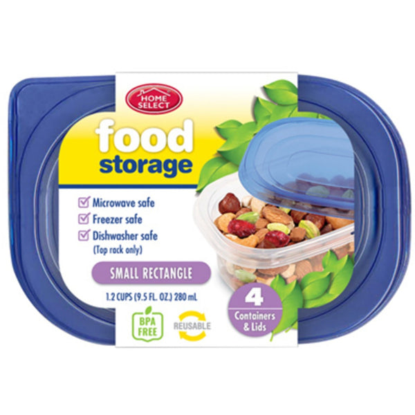 Home Select 11345-12 Small Rectangle Plastic Container With Lids