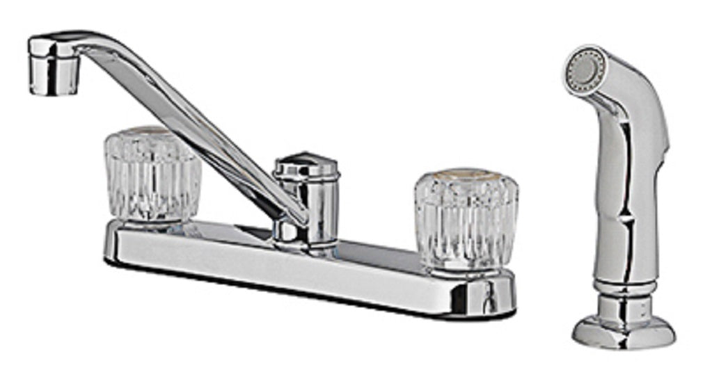 Homewerks 810N-D4101 2 Acrylic Handle Kitchen Faucet, Chrome Finish