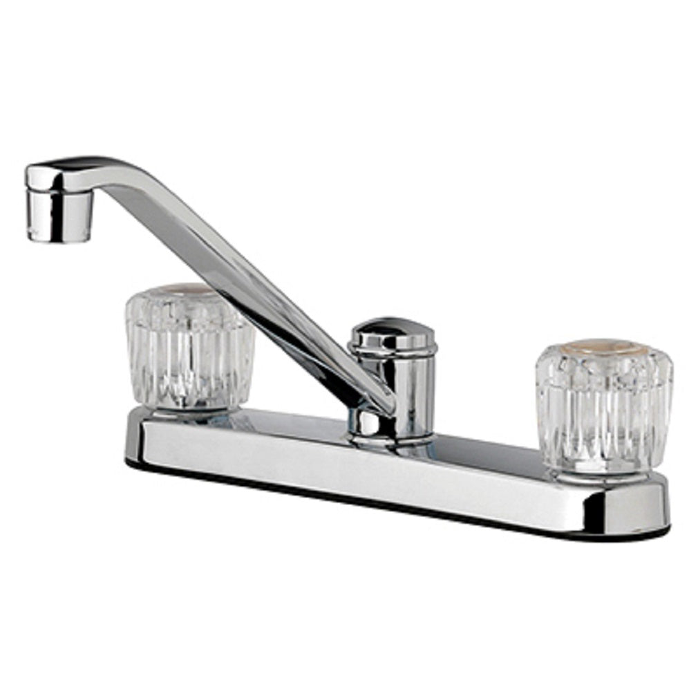 Homewerks 810N-D4001 2 Acrylic Handle Kitchen Faucet, Chrome Finish