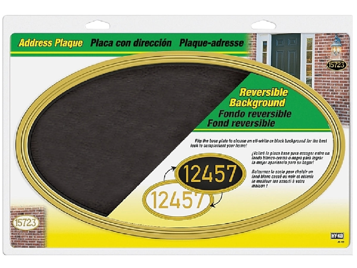 Hy-Ko AK-450 Address Plaque, Oval, Gold Frame