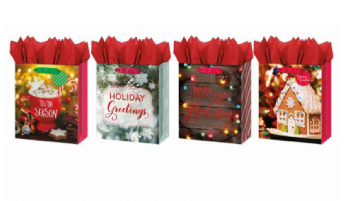 IG Design IG133568 Christmas Contemporary Theme Papercraft Gift Bags, Large