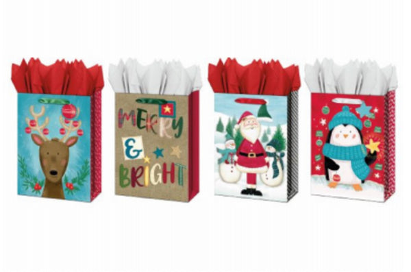IG Design IG133579 Christmas Folk Theme Papercraft Gift Bags