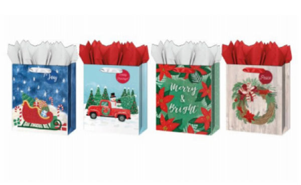 IG Design IG133564 Christmas Traditional Theme Papercraft Gift Bags, Large