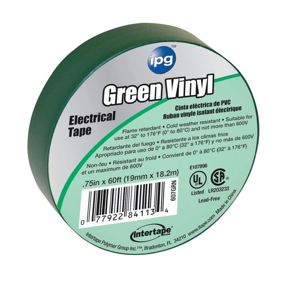 IPG 85827 Green Vinyl Electrical Tape, 3/4 inch x 60 feet