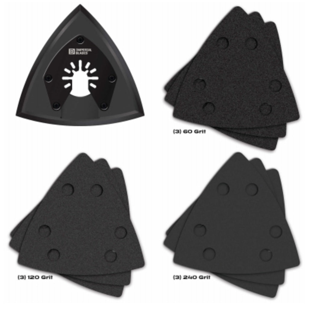 Imperial Blades IBOTSPV-10 Oscillating Triangle sanding Pad and Sandpaper, 10 Pack