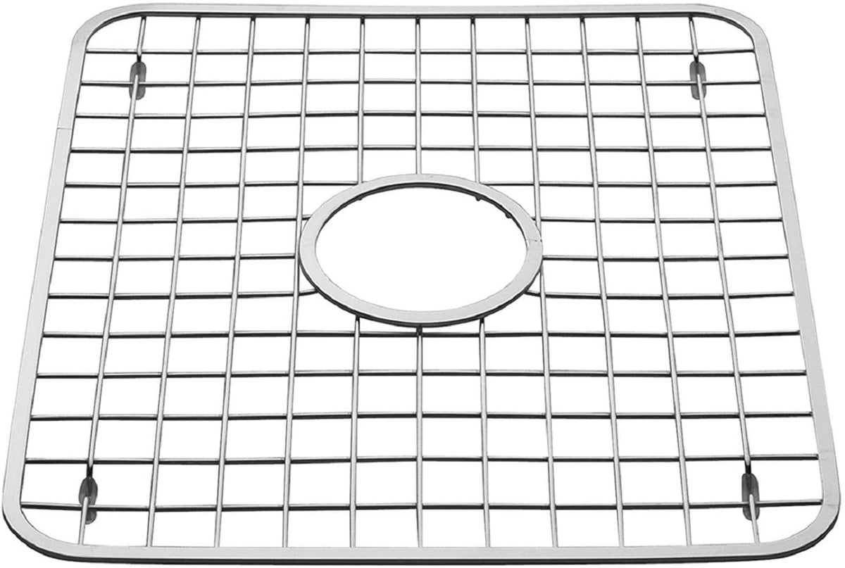 InterDesign 72102 Sink Grid With Hole, 12.75" x 11", Polished Stainless Steel