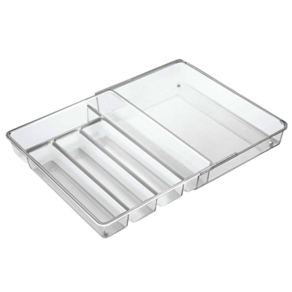 InterDesign 57430 Linus Expandable Cutlery Organizer, Clear, Plastic