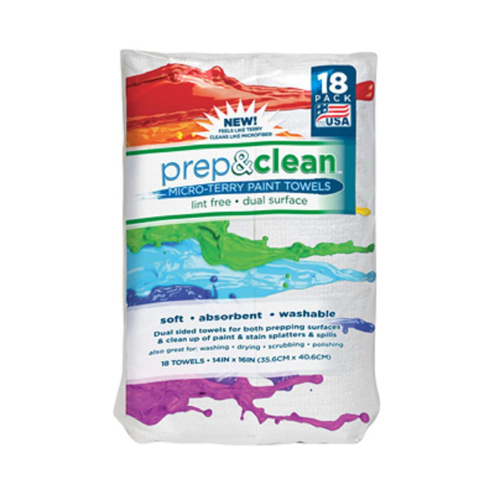 Intex PC-00275-18 Prep & Clean Micro Terry Paint Towels, 18 Pack