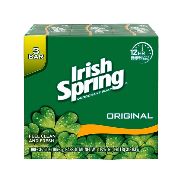 Irish Spring 14177 Deodorant Bath Soap, Original Scent, 3.75 Oz, 3-Pack