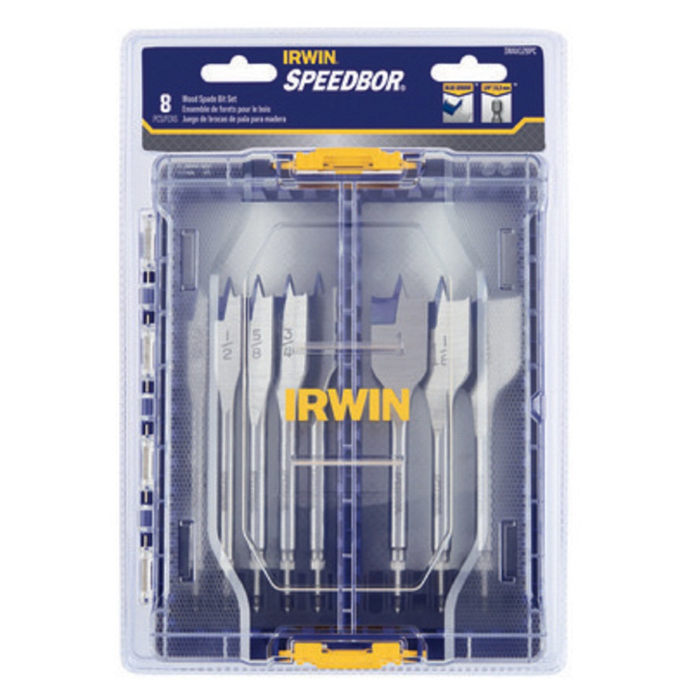 Irwin IWAX128PC Pro Spade Drill Bit Set, 8 Piece
