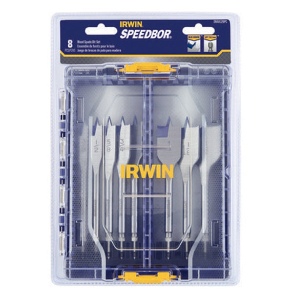 Irwin IWAX128PC Pro Spade Drill Bit Set, 8 Piece