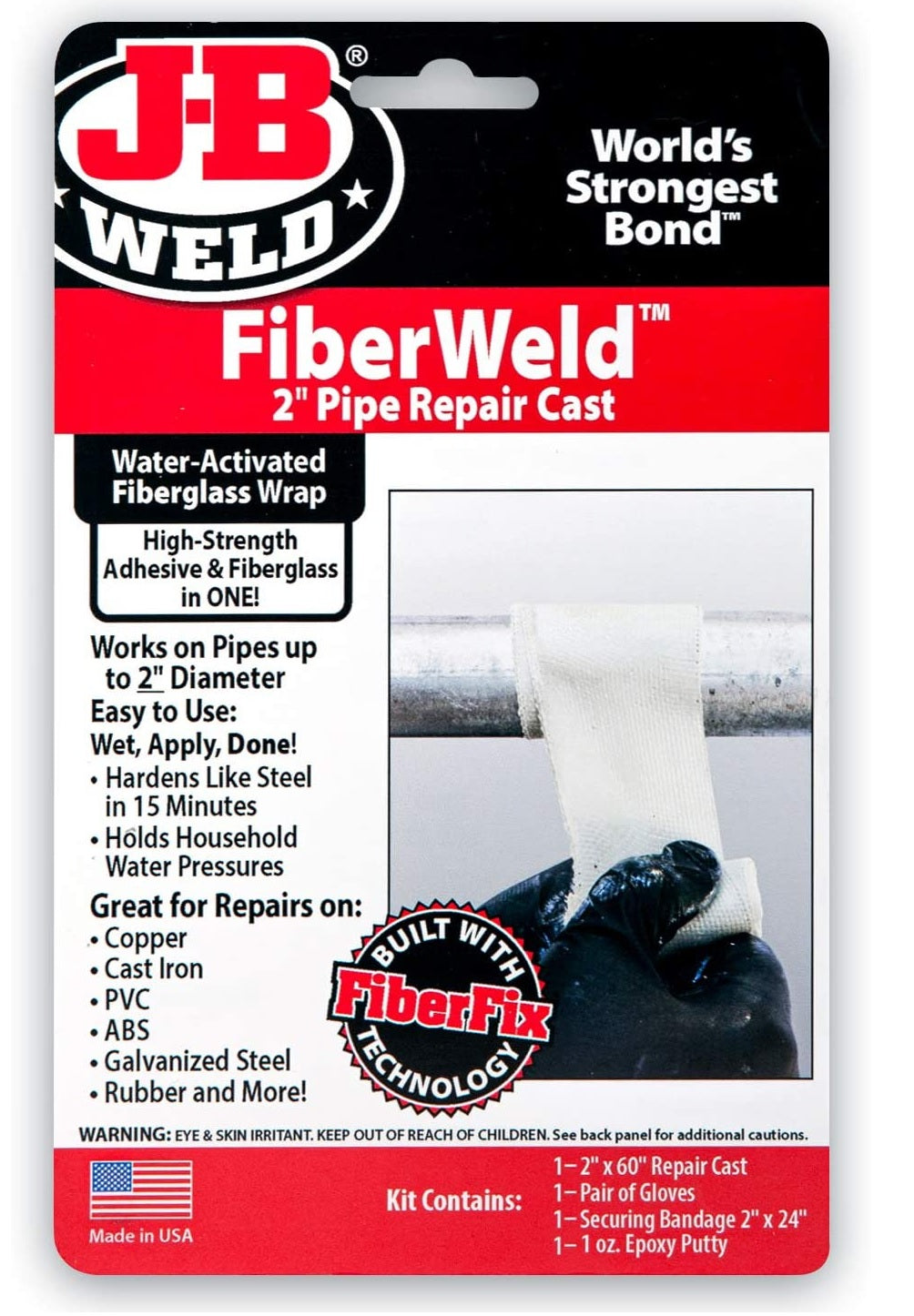 J-B Weld 38260 FiberWeld Pipe Repair Cast, 2 Inch