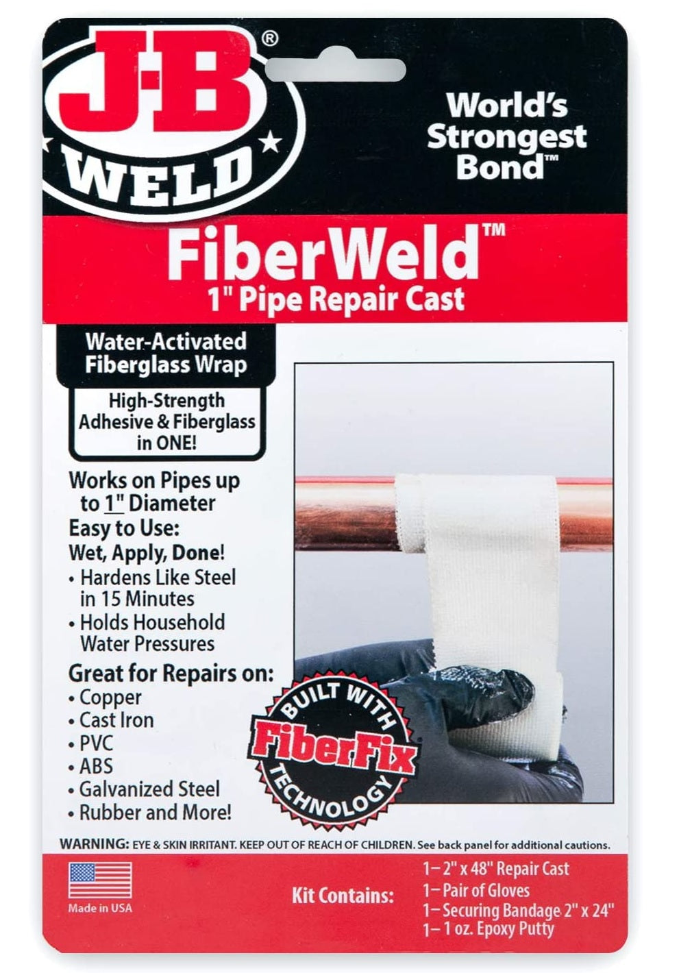 J-B Weld 38248 FiberWeld Pipe Repair Cast, 1 Inch