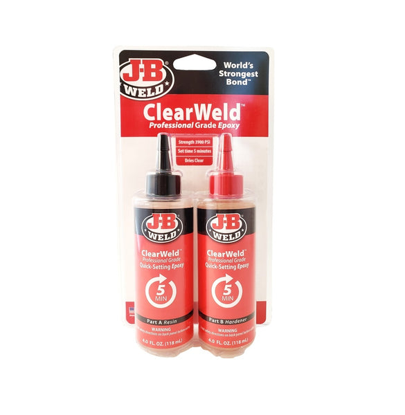 J-B Weld 50240H ClearWeld Professional Grade Epoxy, Clear, 8 Ounce