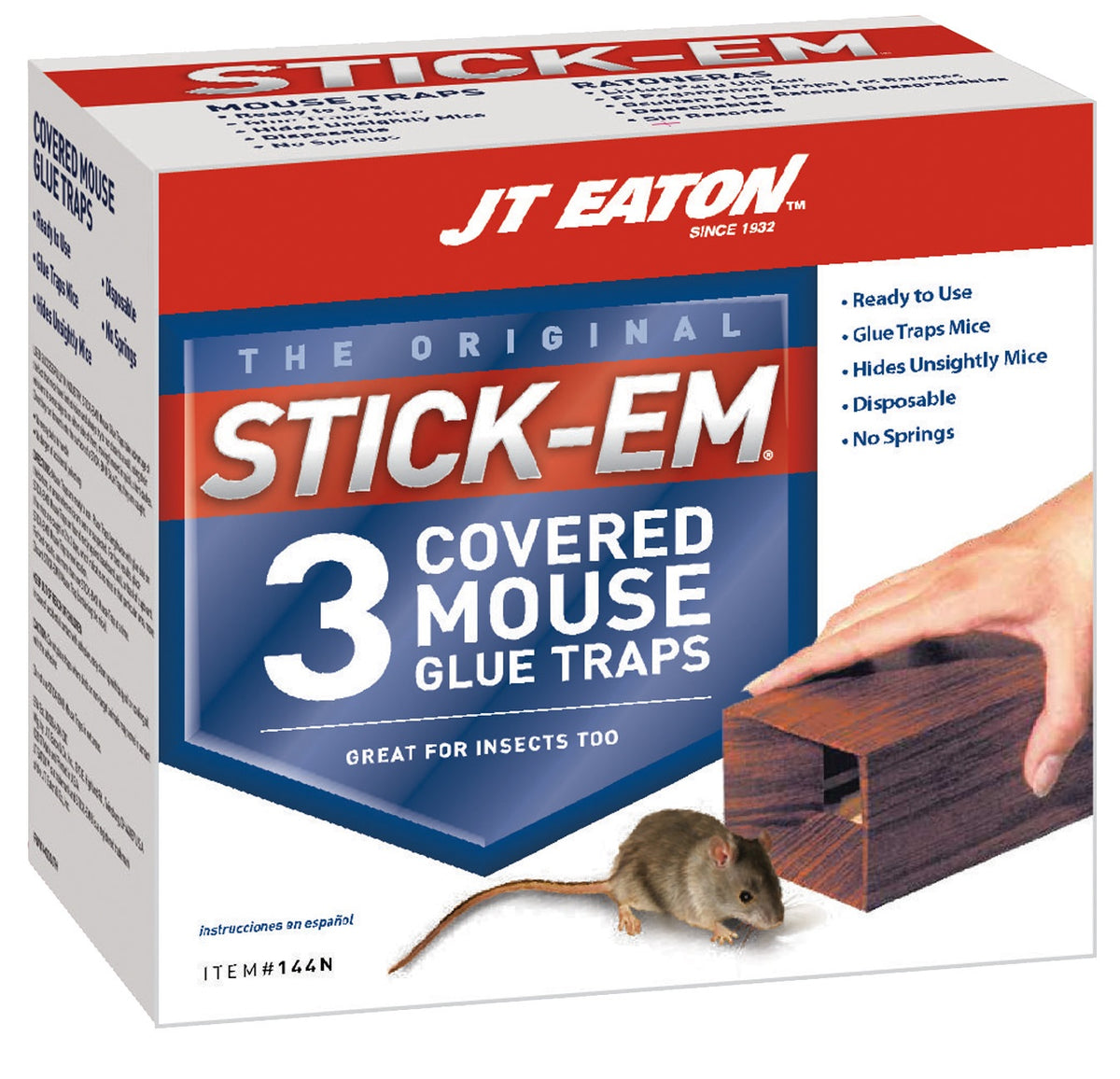 JT Eaton 144N Stick-Em Covered Mouse Glue Trap