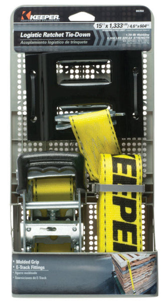 Keeper 89350 Logistics Ratchet Tie Down Strap, 1.75" x 15'