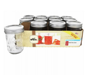 Kerr 2139394 Regular Mouth Jars, 8 Ounce, 12 Pack