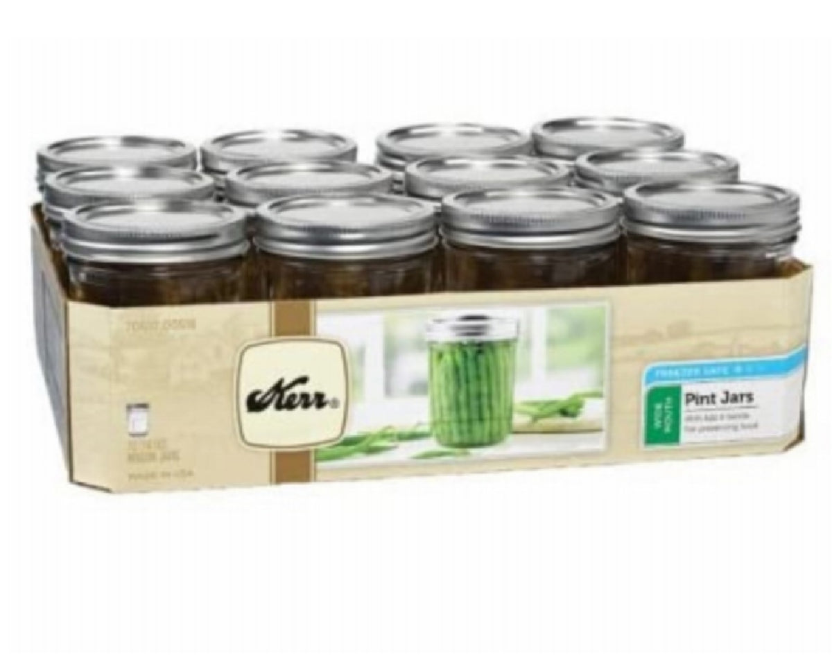 Kerr 2139298 Regular Mouth Jars, 16 Ounce, 12 Pack