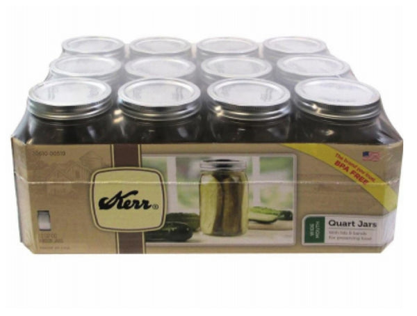Kerr 2139392 Wide Mouth Jars with Lids and Bands, 12 Pack