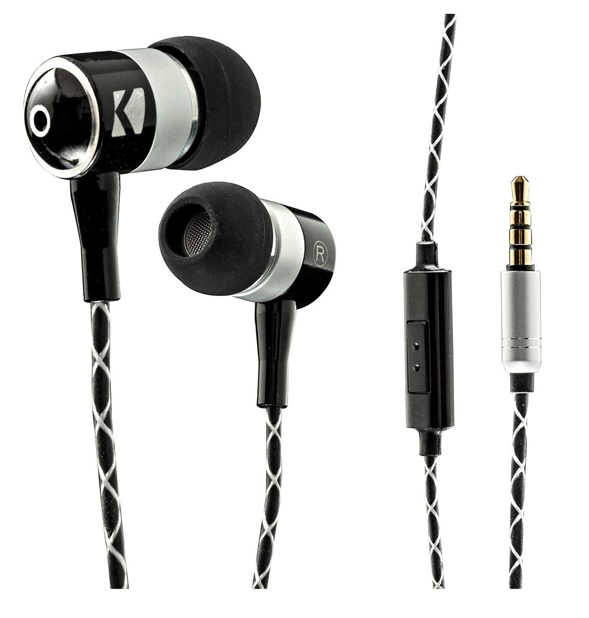 Kicker 46EB54 Earbuds, Black/White