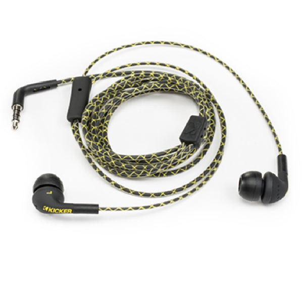 Kicker 46EB74 Flow Earbuds, Black/Yellow