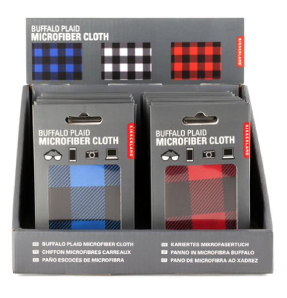 Kikkerland CD137-A Buffalo Plaid Microfiber Cleaning Cloth, Assorted Colors