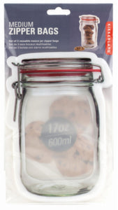 Kikkerland CU145-M Mason Jar Storage Bag, Polypropylene, Clear, 17 Oz