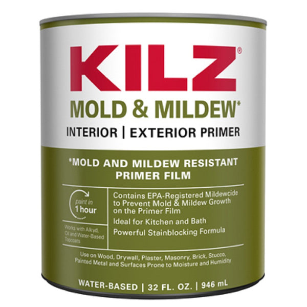 Kilz L204614 Mold & Mildew Interior/Exterior Primer, 1 Quart