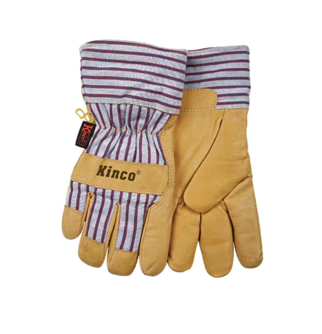 Kinco 1939-XL Hi-Vis Pigskin Work Gloves – Large, Lined, Safety Cuff, High Visibility Yellow