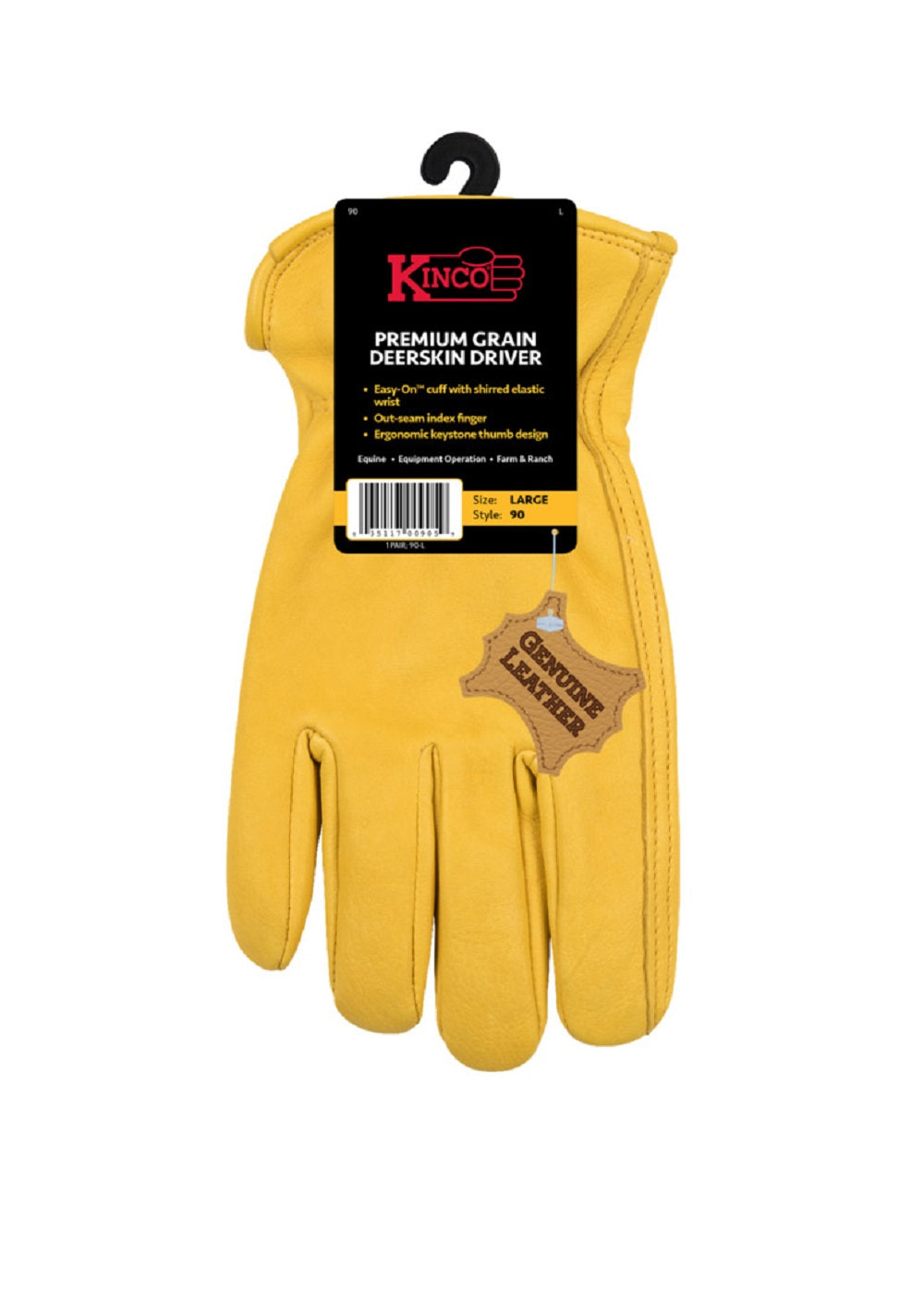 Kinco 90-M Gold Deerskin Driver Gloves, Medium