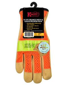 Kinco 909-L Men's Unlined Grain Pigskin Mesh Back Gloves, Large