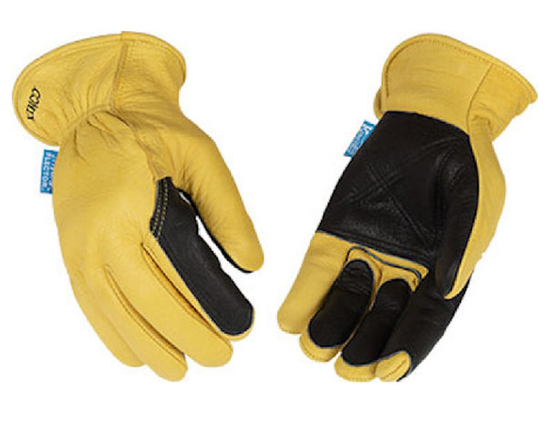 Kinco 387P-M Buffalo Leather Elastic Work Gloves, Medium